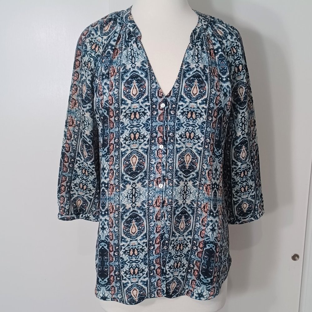 Forever 21 tribal print v-neck boho blouse